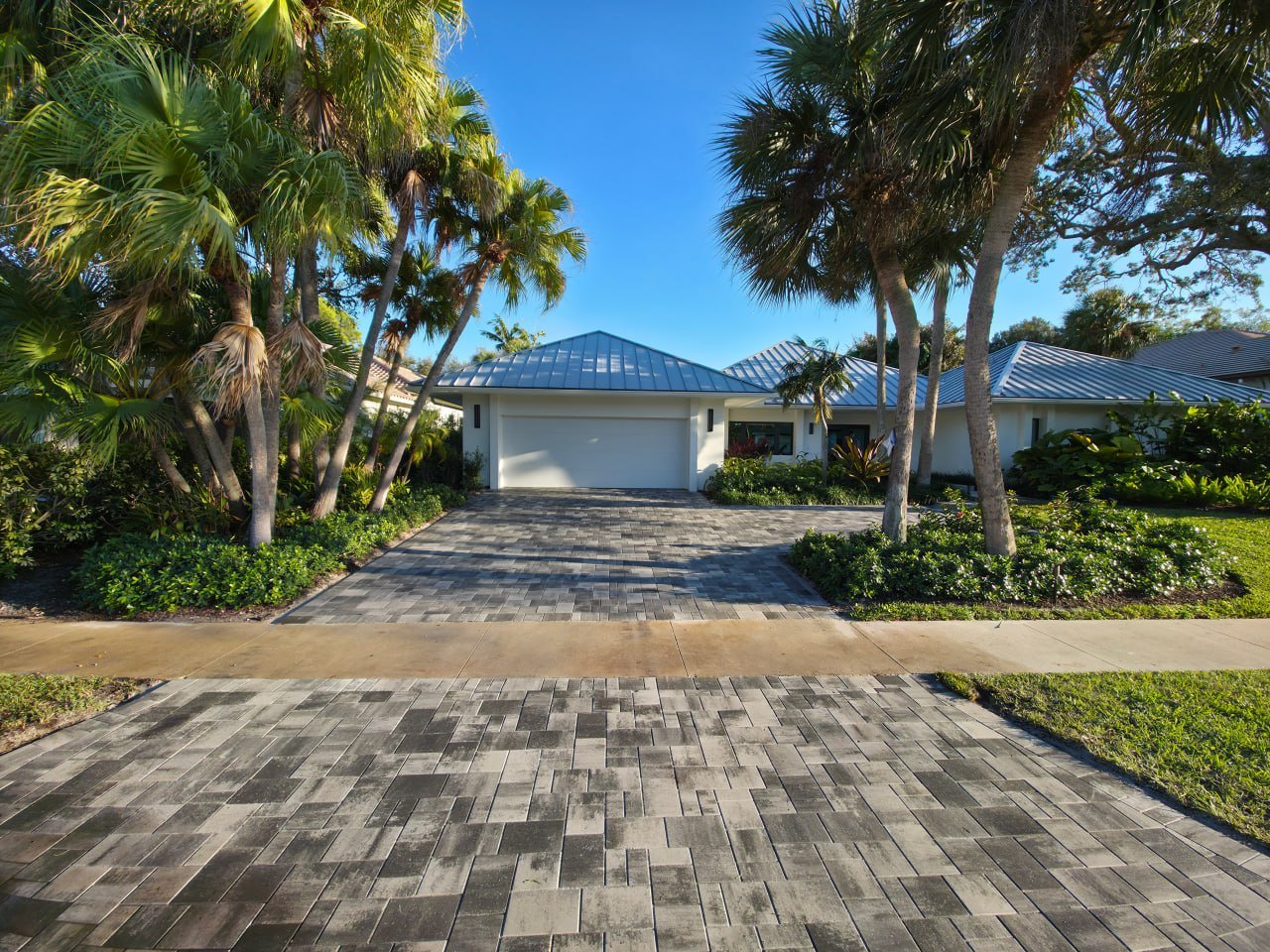 Leathered marble pool deck restoration in Palm Beach